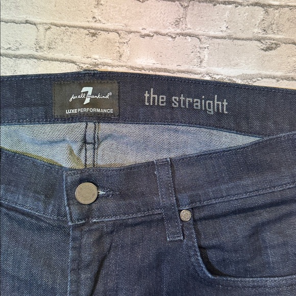 7 for all mankind mens 36x34 straight luxe performance dark wash denim jeans EUC - Picture 2 of 6